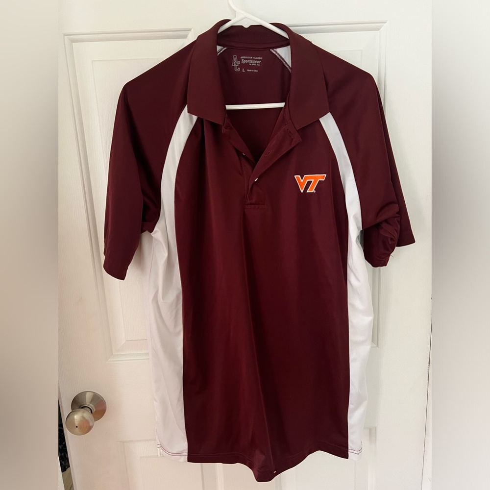 Men’s polo style, Virginia Tech, collared sportswear size large
